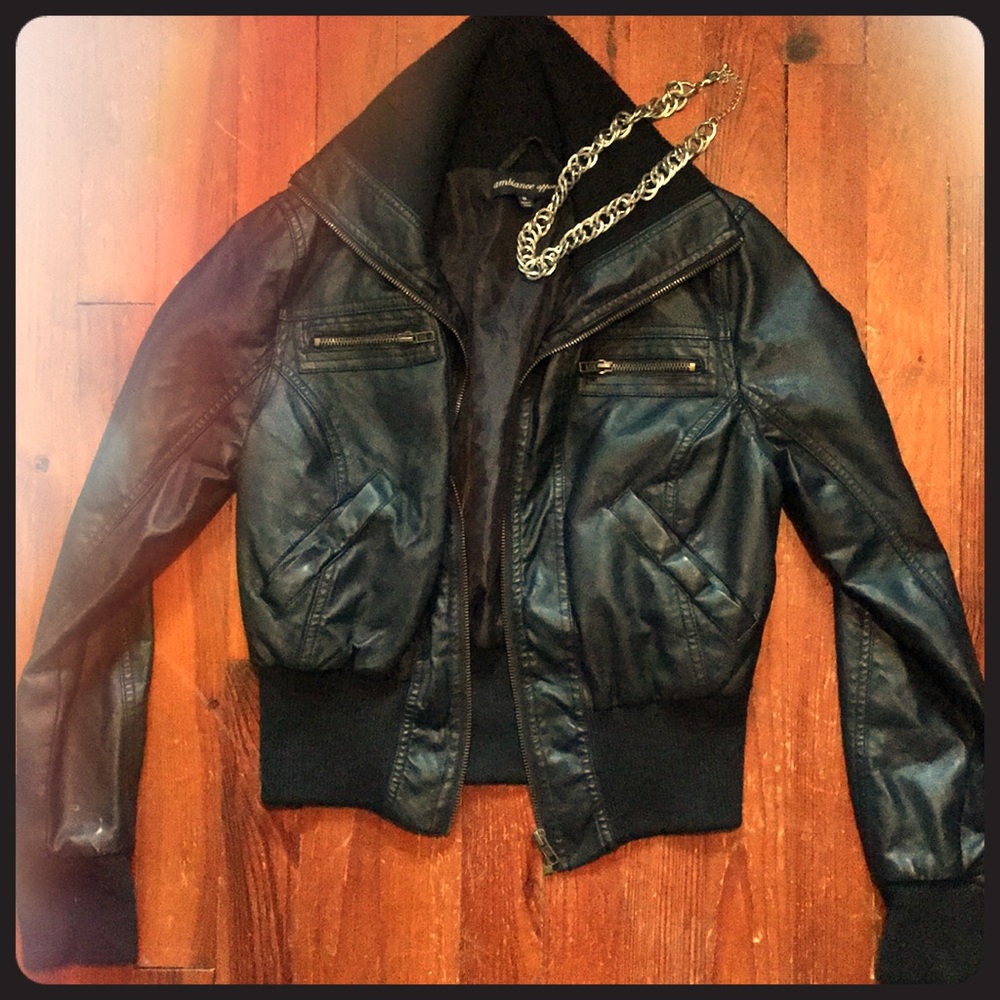 Faux Leather Bomber Jacket
